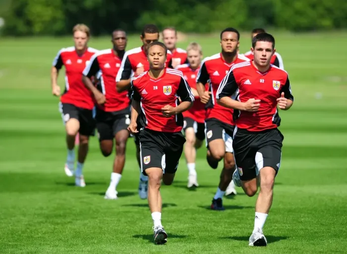 Framed Print : Bristol City First Team: Pre-season Training 2011-12 - Gearing Up for the New Season Framed Print : Bristol City First Team: Pre-season Training 2011-12 - Gearing Up for the New Season