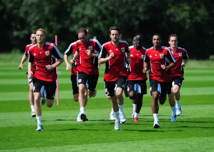 Framed Print : Bristol City First Team: Pre-season Training 2011-12 - Gearing Up for the New Season Framed Print : Bristol City First Team: Pre-season Training 2011-12 - Gearing Up for the New Season