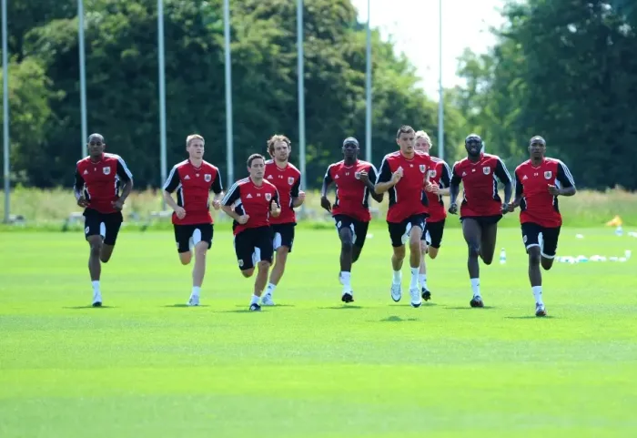 Framed Print : Bristol City First Team: Pre-season Training 2011-12 - Gearing Up for the New Season Framed Print : Bristol City First Team: Pre-season Training 2011-12 - Gearing Up for the New Season