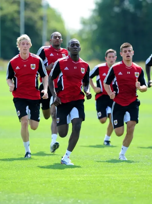Framed Print : Bristol City First Team: Pre-season Training 2011-12 - Gearing Up for the New Season