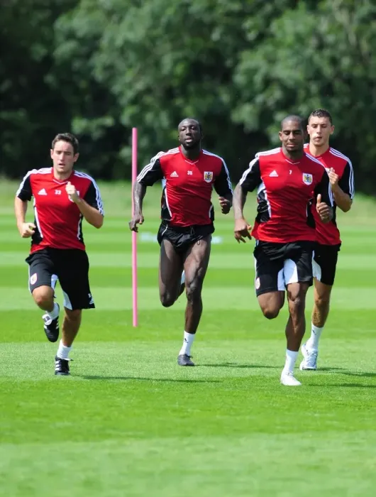 Framed Print : Bristol City First Team: Pre-season Training 2011-12 - Gearing Up for the New Season