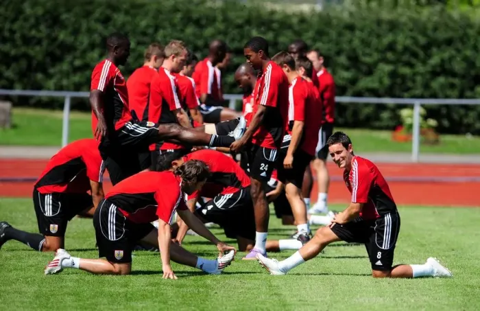 Framed Print : Bristol City First Team: Pre-Season Training in Sweden - Gearing Up for Glory (Season 10-11)