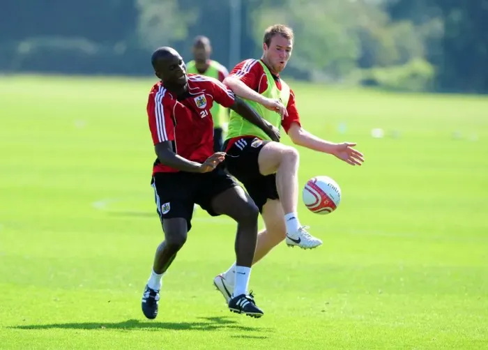 Framed Print : Bristol City First Team: Preparing for the 2010-11 Season - Training Session (September 2, 2010)