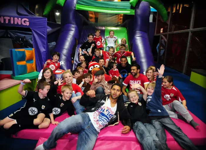 Framed Print : Bristol City First Team's Jumping Joyful Christmas Party 09-10