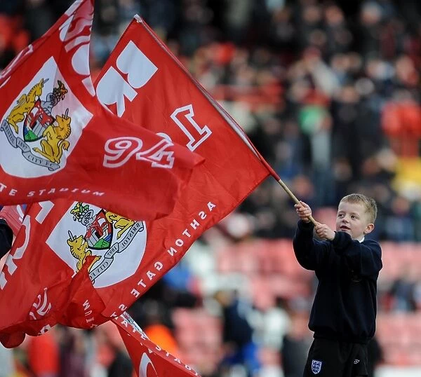 Bristol City Flag Bearers in Action at Ashton Gate during Sky Bet League One Match against Gillingham (March 1, 2014)