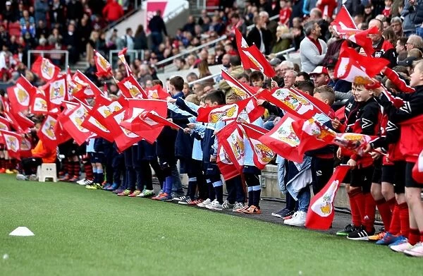 Bristol City Flag Bearers at Ashton Gate during Championship Match vs Queens Park Rangers, April 2017