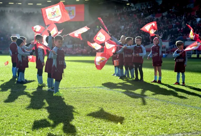 Framed Print : Bristol City Flag Bearers at Ashton Gate during Bristol City vs. Cardiff City Championship Match, 14 / 01 / 2017 Framed Print : Bristol City Flag Bearers at Ashton Gate during Bristol City vs. Cardiff City Championship Match, 14 / 01 / 2017