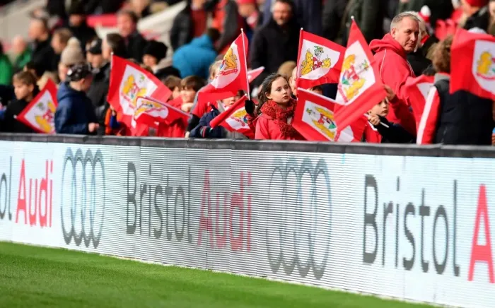 Framed Print : Bristol City Flag Bearers at Ashton Gate during Bristol City vs Rotherham United, Sky Bet Championship Match, 04 / 02 / 2017