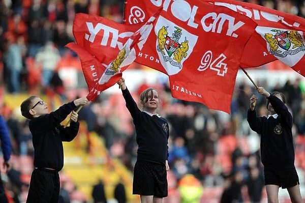Bristol City Flag Bearers at Ashton Gate during Sky Bet League One Match Against Gillingham