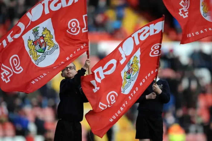 Framed Print : Bristol City Flag Bearers at Ashton Gate - Sky Bet League One: Bristol City vs Gillingham (March 1st, 2014)