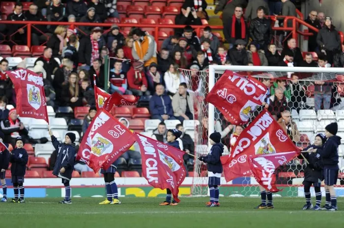 Framed Print : Bristol City Flag Bearers: Ashton Gate Stadium, Sky Bet League One Match Against Stevenage (December 2013) Framed Print : Bristol City Flag Bearers: Ashton Gate Stadium, Sky Bet League One Match Against Stevenage (December 2013)