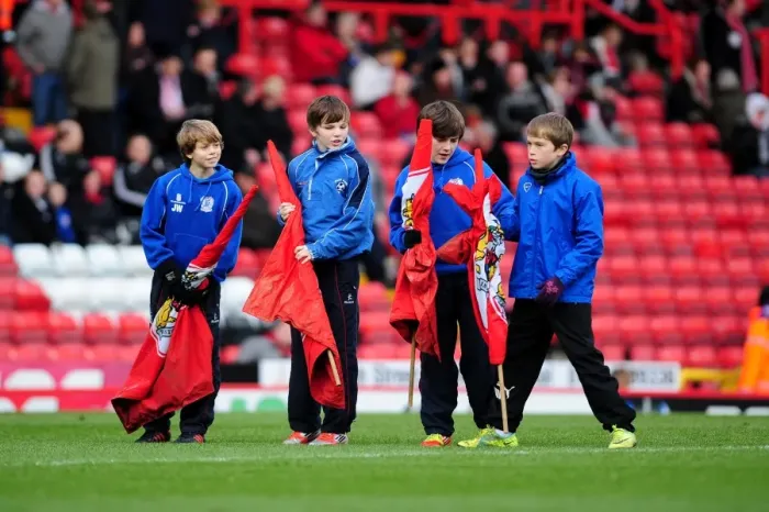 Framed Print : Bristol City Flag Bearers before Bristol City vs Ipswich Town, Championship Match, 2013
