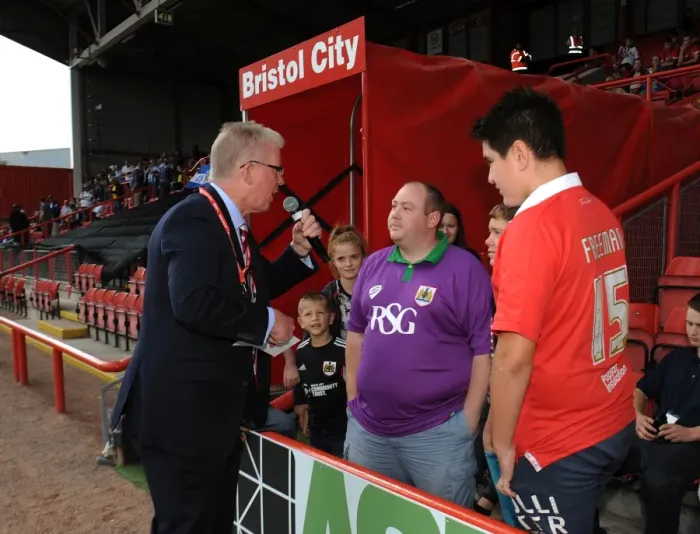 Framed Print : Bristol City Football Club: Dave Lloyd Engages Fans at Half Time during Bristol City vs Colchester United Match, Ashton Gate, 2014 Framed Print : Bristol City Football Club: Dave Lloyd Engages Fans at Half Time during Bristol City vs Colchester United Match, Ashton Gate, 2014