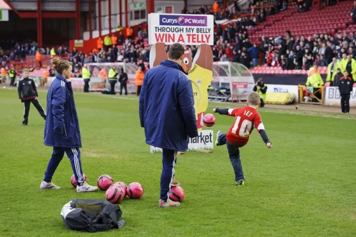 Framed Print : Bristol City Football Club: Half Time Competition Involving Children During Bristol City vs Gillingham Match, Ashton Gate Stadium