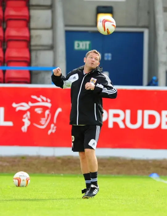 Framed Print : Bristol City Football Club: Assistant Manager Tony Docherty in Pre-Season Training, July 2012
