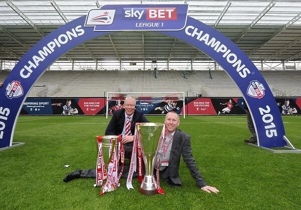Bristol City Football Club: Champions with David Lloyd and Adam Baker and the Sky Bet League One and JPT Trophies (May 2015)