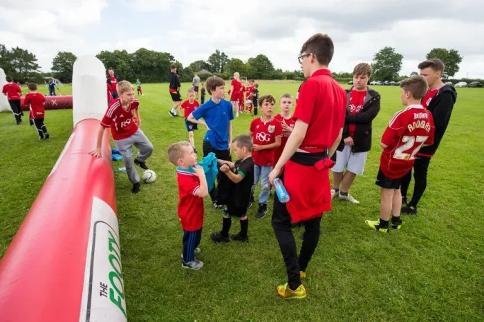 Framed Print : Bristol City Football Club: Community Match at Hengrove Athletic - Pre-Game Activities Framed Print : Bristol City Football Club: Community Match at Hengrove Athletic - Pre-Game Activities