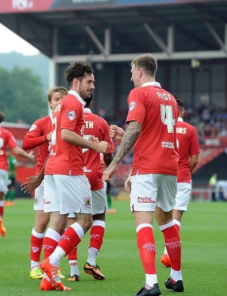 Bristol City Football Club: Double Trouble - Cunningham and Flint Celebrate Goals Against Scunthorpe United, September 6, 2014