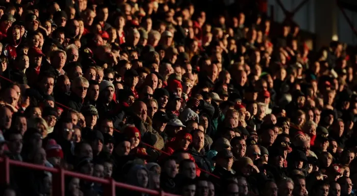 Framed Print : Bristol City Football Club: FA Cup Match against AFC Telford United - Fans in the Dolman Stand Bask in the Setting Sun