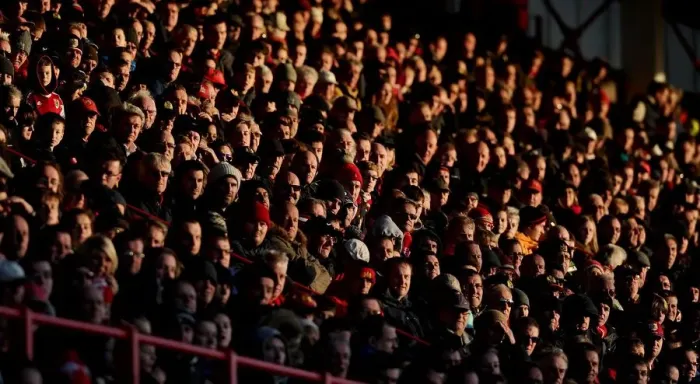 Framed Print : Bristol City Football Club: Fans in the Dolman Stand Bask in the Setting Sun during FA Cup Match against AFC Telford United Framed Print : Bristol City Football Club: Fans in the Dolman Stand Bask in the Setting Sun during FA Cup Match against AFC Telford United