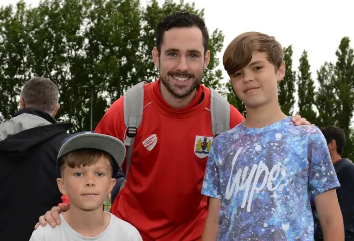 Framed Print : Bristol City Football Club: Greg Cunningham Interacts with Fans at Pre-Season Friendly, Brislington Stadium (July 2015)