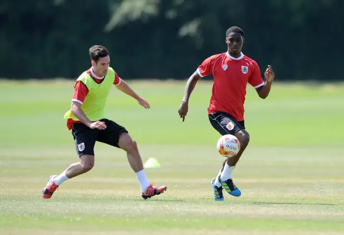 Framed Print : Bristol City Football Club: Greg Cunningham and Jordan Wynter in Training (July 2, 2014)