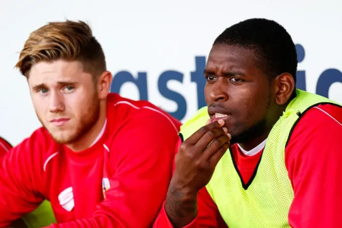 Framed Print : Bristol City Football Club: Jay Emmanuel-Thomas on the Bench vs Notts County (31st August 2014) Framed Print : Bristol City Football Club: Jay Emmanuel-Thomas on the Bench vs Notts County (31st August 2014)