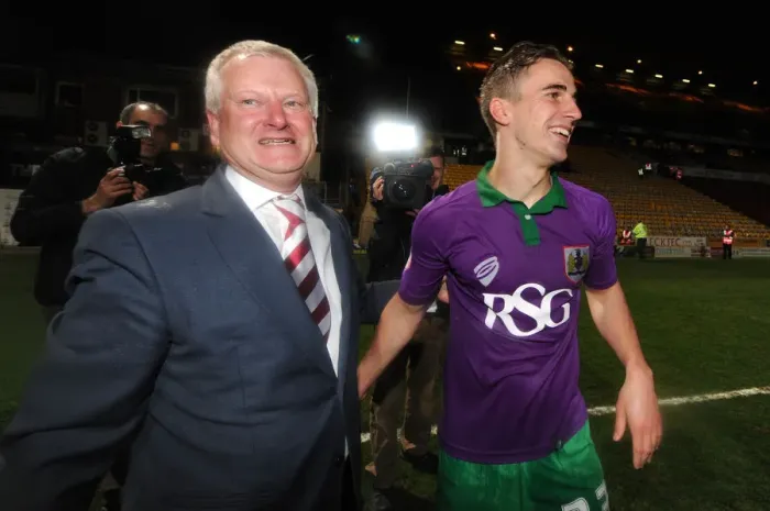 Framed Print : Bristol City Football Club: Joe Bryan and Steve Lansdown Celebrate Promotion to Sky Bet Championship Framed Print : Bristol City Football Club: Joe Bryan and Steve Lansdown Celebrate Promotion to Sky Bet Championship