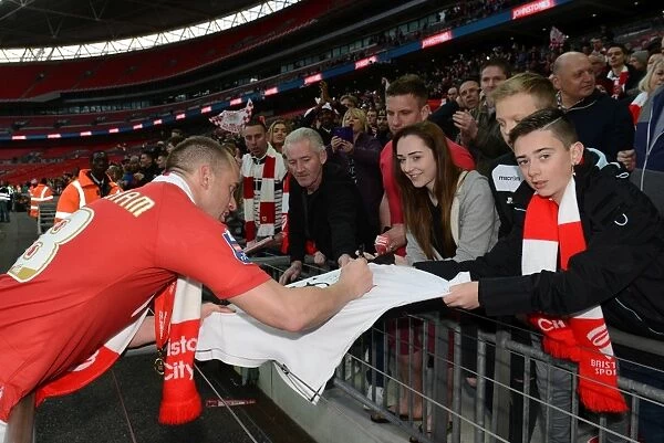 Bristol City Football Club: Johnstone's Paint Trophy Victory - Aaron Wilbraham Signs Autographs at Wembley Stadium