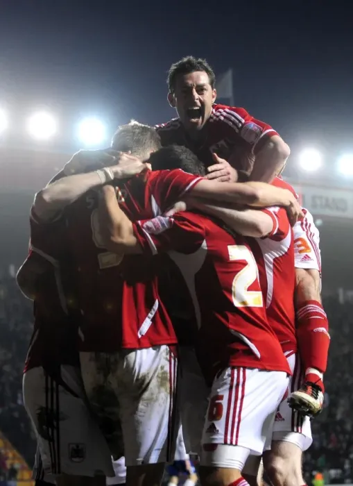Framed Print : Bristol City Football Club: Jon Stead and Jamie McAllister's Triumphant Moment after Victory over Cardiff City Framed Print : Bristol City Football Club: Jon Stead and Jamie McAllister's Triumphant Moment after Victory over Cardiff City