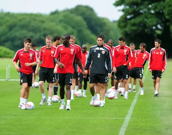Framed Print : Bristol City Football Club: Kicking Off Pre-Season Training - Championship Players in Action Framed Print : Bristol City Football Club: Kicking Off Pre-Season Training - Championship Players in Action