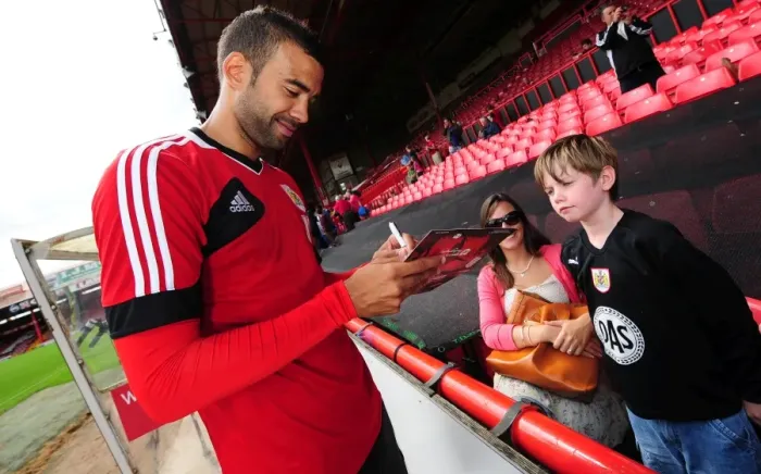 Framed Print : Bristol City Football Club: Liam Fontaine Signing Autographs at Pre-Season Open Day Framed Print : Bristol City Football Club: Liam Fontaine Signing Autographs at Pre-Season Open Day