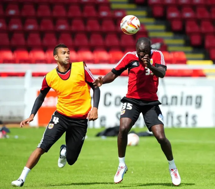 Framed Print : Bristol City Football Club: Liam Fontaine vs. Damion Stewart - A Battle for the Ball during Pre-Season Training Framed Print : Bristol City Football Club: Liam Fontaine vs. Damion Stewart - A Battle for the Ball during Pre-Season Training