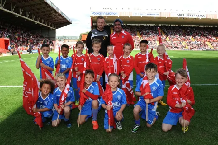 Framed Print : Bristol City Football Club: Milton Nomads Flagbearers at Ashton Gate