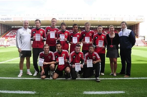 Bristol City Football Club: NVQ Scholars Celebrate at Ashton Gate after Win against Bradford City (3rd August 2013)