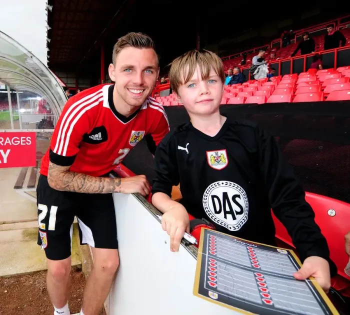 Framed Print : Bristol City Football Club: Paul Anderson and a Fan Connect at Pre-Season Open Day