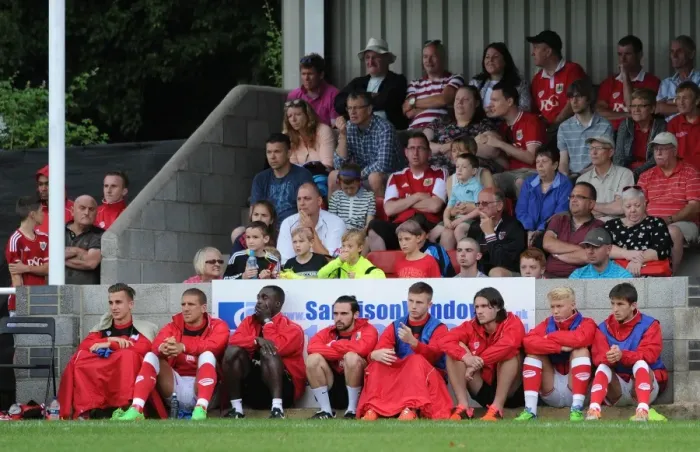 Framed Print : Bristol City Football Club: Players and Staff at Pre-Season Community Game vs. Brislington and Keynsham Town Framed Print : Bristol City Football Club: Players and Staff at Pre-Season Community Game vs. Brislington and Keynsham Town