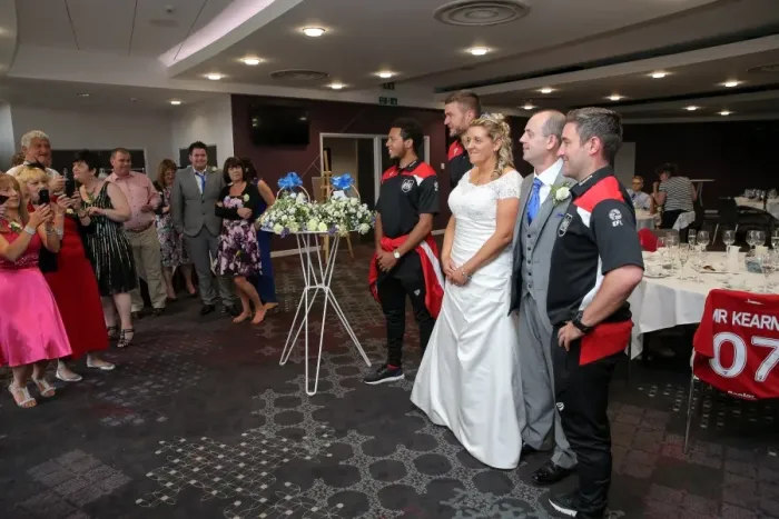 Framed Print : Bristol City Football Club: A Special Day at Ashton Gate - Mr. and Mrs. Kearney's Wedding Reception During the Bristol City vs. Portsmouth Match Framed Print : Bristol City Football Club: A Special Day at Ashton Gate - Mr. and Mrs. Kearney's Wedding Reception During the Bristol City vs. Portsmouth Match