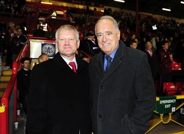 Bristol City Football Club: Steve Lansdown, Lord Mawhinney, and Wallace & Gromit at Ashton Gate, 2010