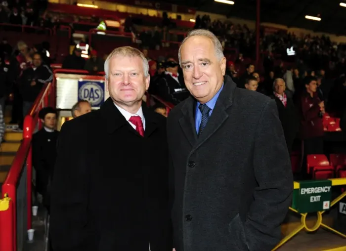 Framed Print : Bristol City Football Club: Steve Lansdown, Lord Mawhinney, and Wallace & Gromit at Ashton Gate, 2010