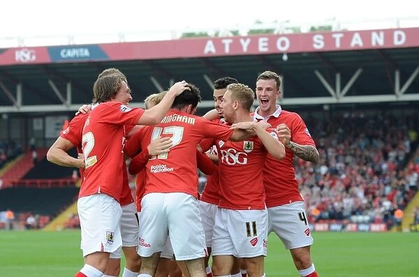 Bristol City Football Club: Triumphant Moment after Winning against Scunthorpe United, September 6, 2014