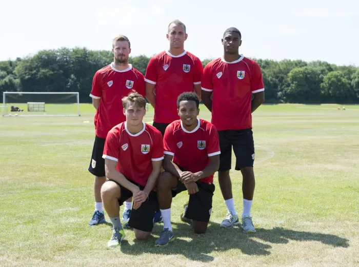 Framed Print : Bristol City Football Club: Wade Elliott, Aaron Wilbraham, Mark Little, Luke Freeman, Korey Smith in Training (July 2, 2014) Framed Print : Bristol City Football Club: Wade Elliott, Aaron Wilbraham, Mark Little, Luke Freeman, Korey Smith in Training (July 2, 2014)