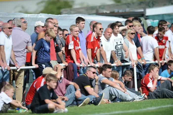 Framed Print : Bristol City Football Fans in Action at Portishead Pre-Season Friendly, July 2014 Framed Print : Bristol City Football Fans in Action at Portishead Pre-Season Friendly, July 2014