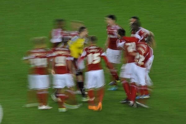 Bristol City Football Team Breaking Huddle Before Match - Cardiff City vs Swansea City (Barclays Premier League)