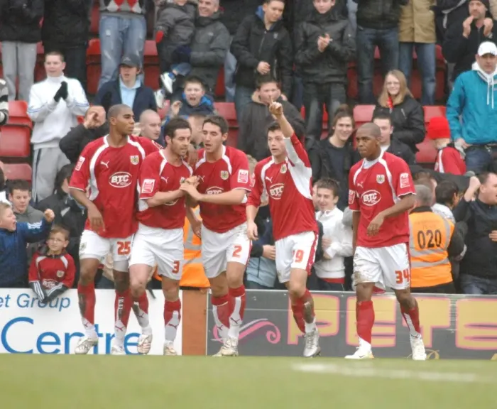 Framed Print : Bristol City Football Team Celebrates Victory Over Colchester United Framed Print : Bristol City Football Team Celebrates Victory Over Colchester United