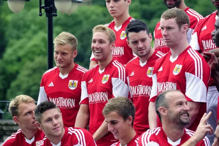 Framed Print : Bristol City Football Team Laughs it Out at 2013 Photo Call
