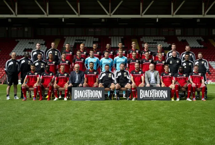 Framed Print : Bristol City Football Team: Pre-Season Photo Shoot at Ashton Gate Stadium (2012-13)