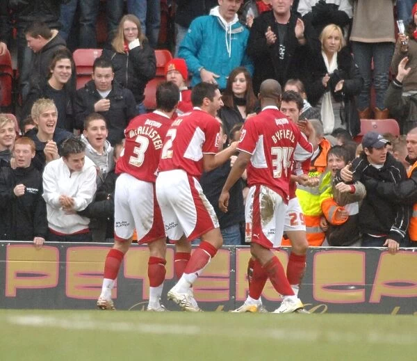Bristol City Football Team in Victory Celebration after Winning against Colchester United