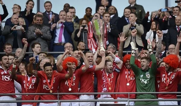 Bristol City Footballers Aaron Wilbraham and Wade Elliott Celebrate Johnstone's Paint Trophy Victory at Wembley Stadium