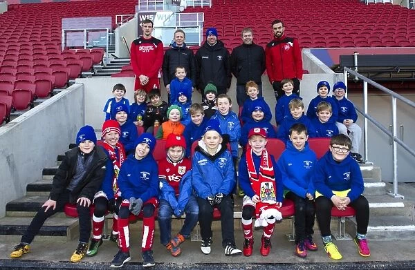 Bristol City Footballers Aden Flint and Marlon Pack with Winscombe JFC at Ashton Gate
